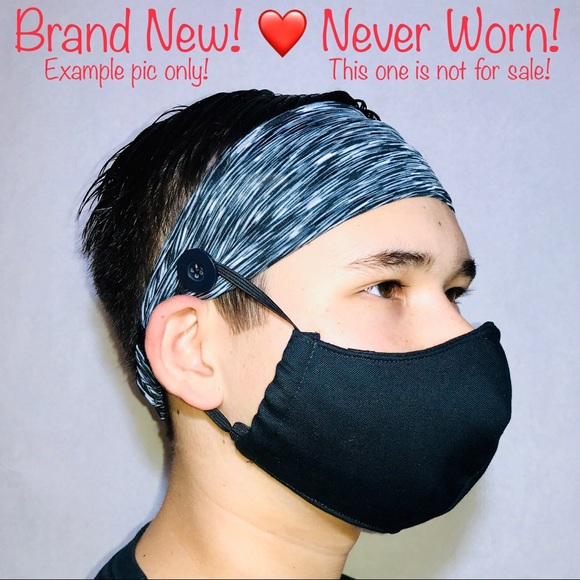 ❤️ Black Headband with Buttons for Face Masks! ❤️ - Picture 3 of 6